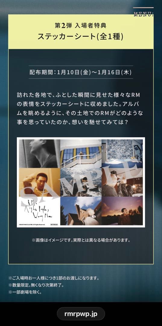 900【スーパー激レアＲＭ①ＴシャツＬ②しおり】入手困難／映画RPWP限定BTS