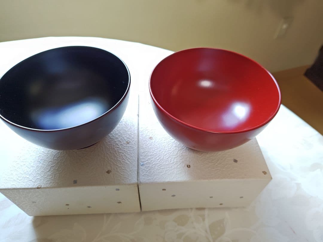 川連漆器黒赤汁椀2個セット