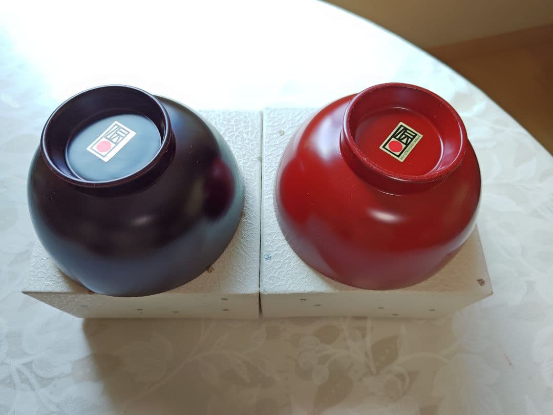 川連漆器黒赤汁椀2個セット
