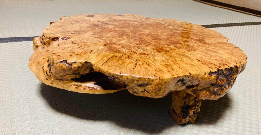 道産天然木　瘤　花台 香炉台 置物 テーブル　脚付