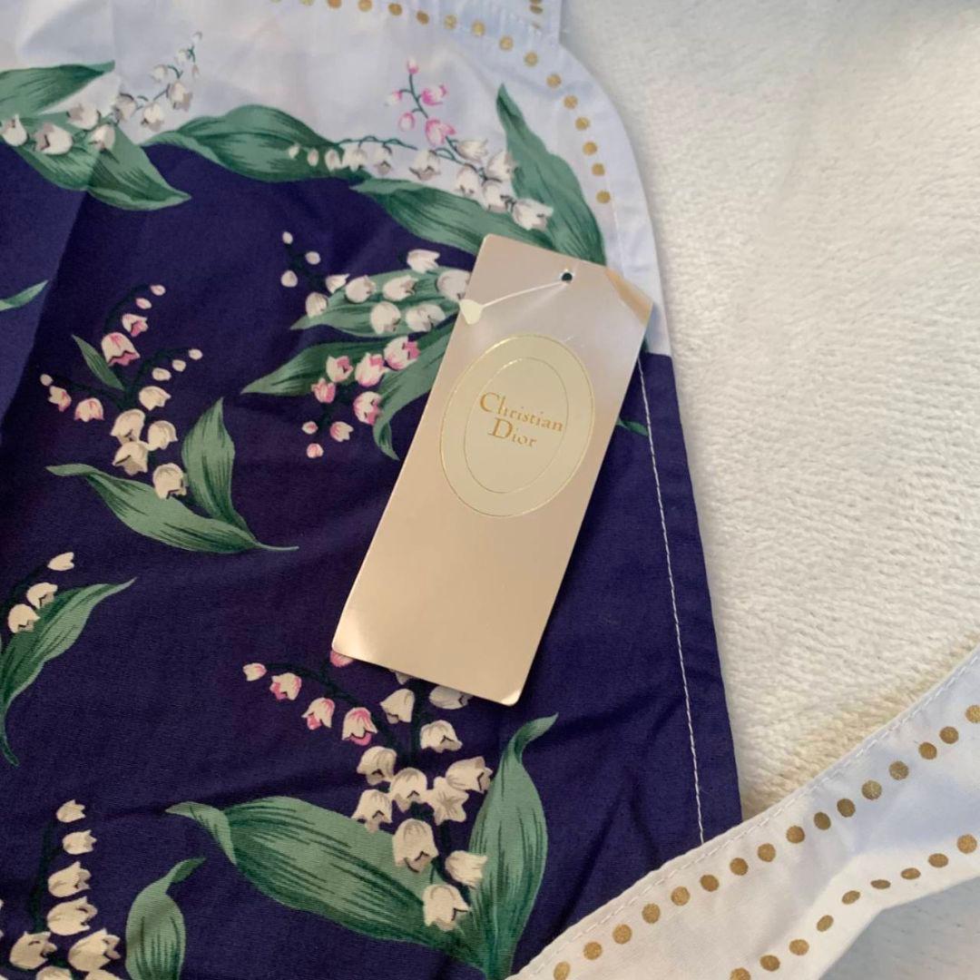 タグ付き未使用 クリスチャンディオール 花柄エプロン ネイビー