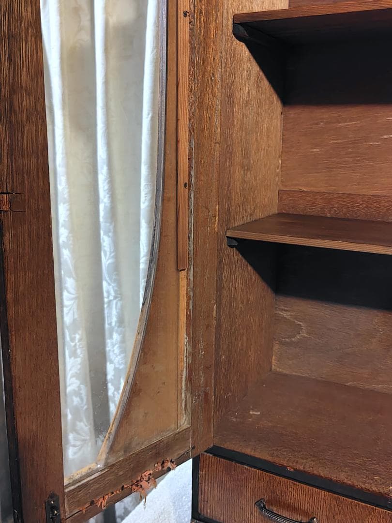 全国発送　古家具 昭和レトロ アンティーク ガラス扉　本箱