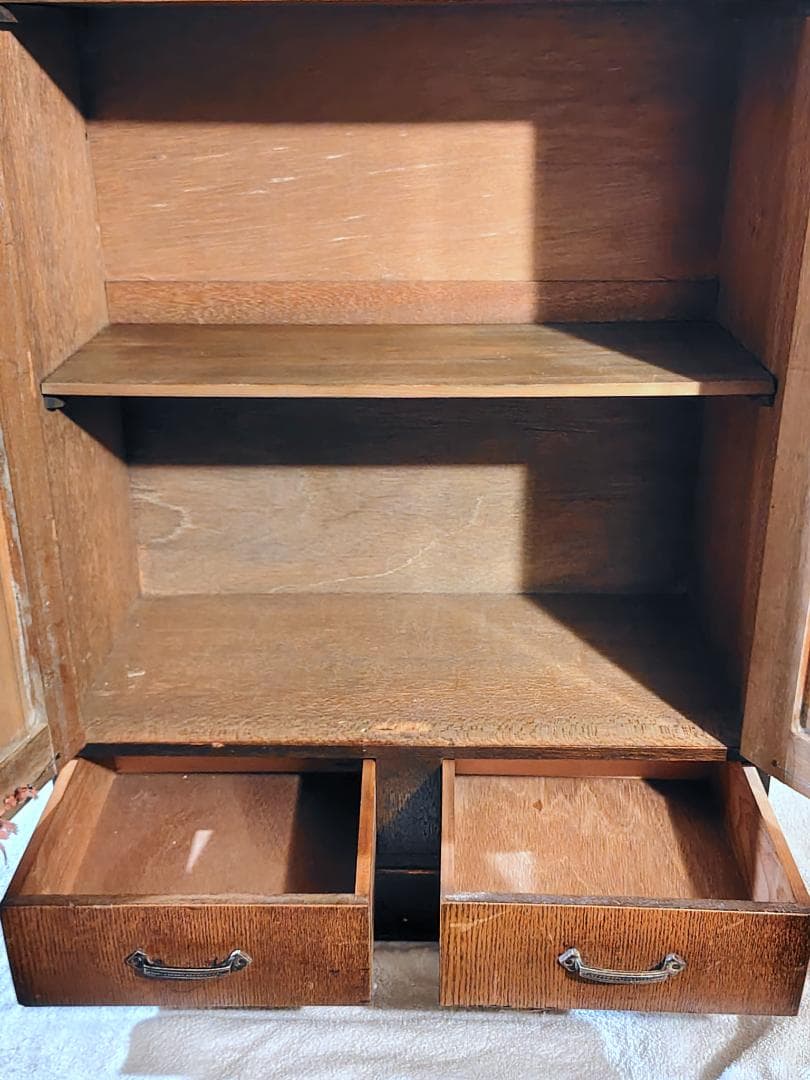 全国発送　古家具 昭和レトロ アンティーク ガラス扉　本箱