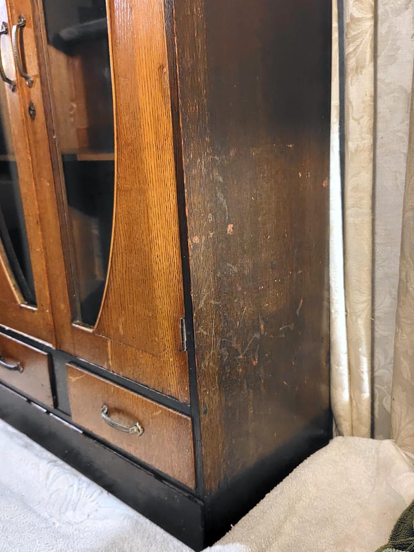 全国発送　古家具 昭和レトロ アンティーク ガラス扉　本箱