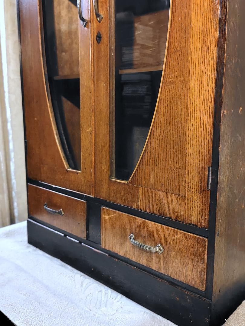 全国発送　古家具 昭和レトロ アンティーク ガラス扉　本箱