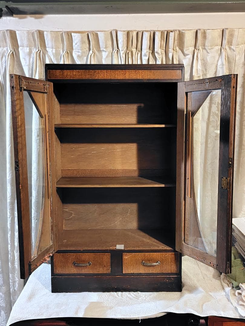 全国発送　古家具 昭和レトロ アンティーク ガラス扉　本箱