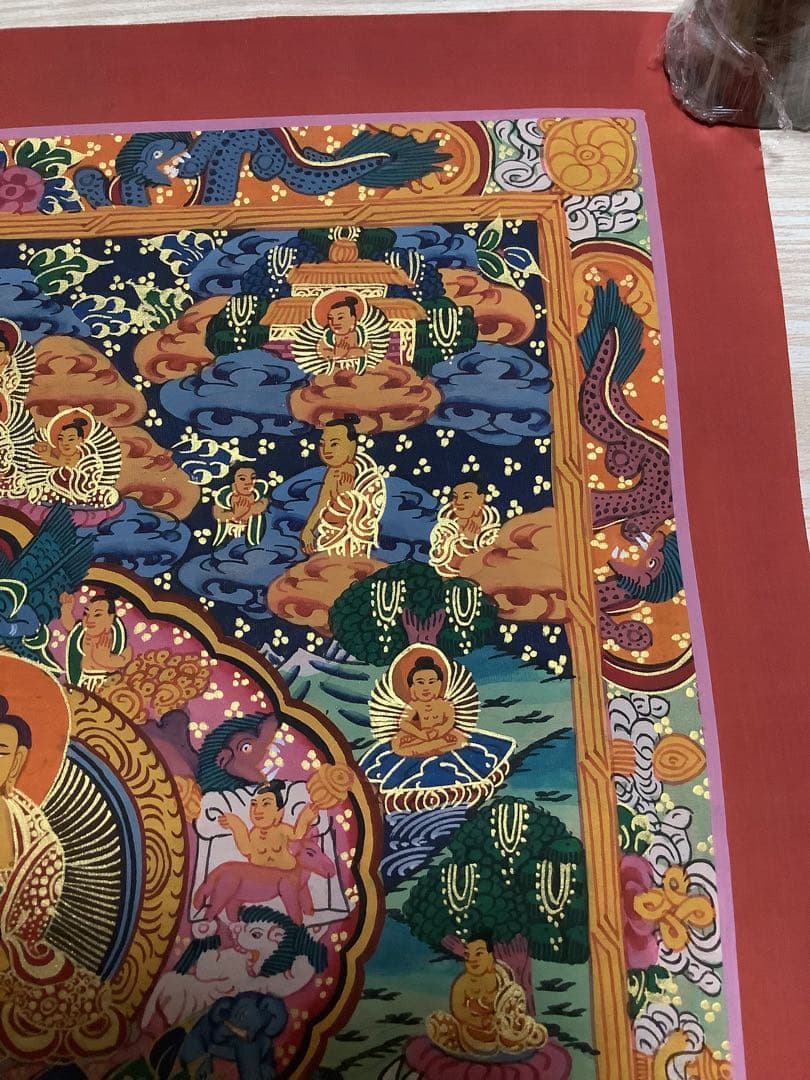 《 チベット密教　新品　1点物 》 手描き　曼荼羅　仏陀　釈迦　仏画　仏教　e1