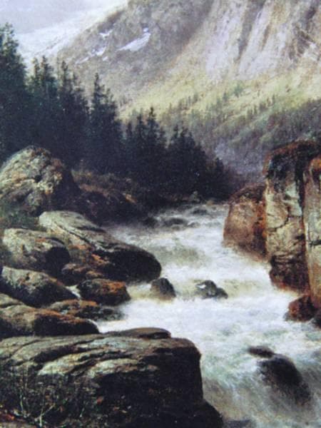 エンゲルハルト、山間の流れ、希少画集の一頁、 新品高級額装付