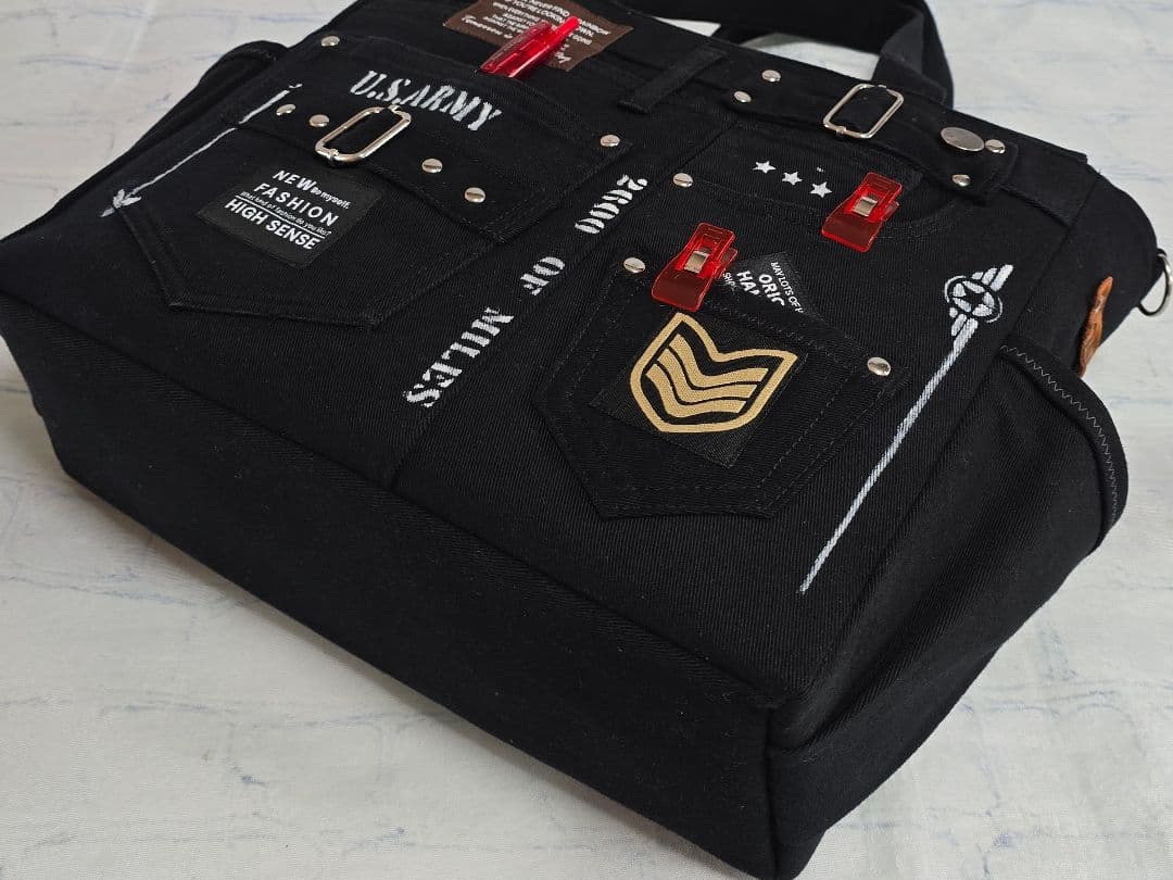 大きめ デニムリメイクバッグ ウェブファスナー ビジネス