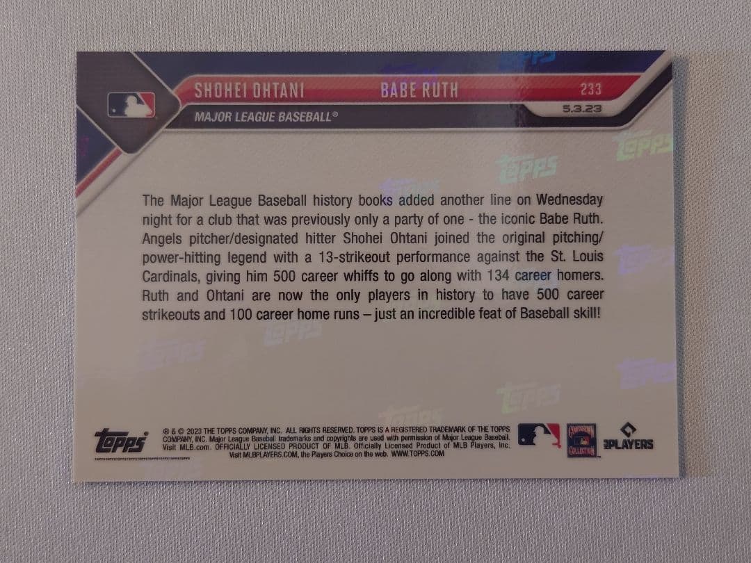 topps now 大谷翔平 ベーブ・ルース MLB 侍ジャパン #233 16