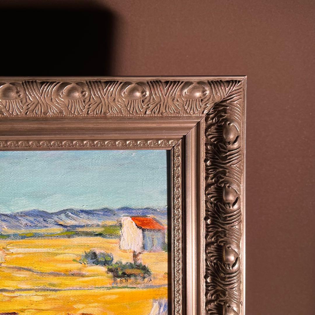 ★秀作★ 手書き油絵 ゴッホ ラ・クローの収穫 肉筆絵画 額付き 油彩画