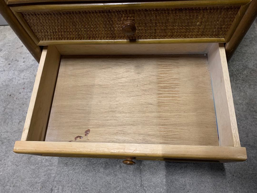 ラタン 6段 チェスト 籐 昭和 レトロ アジアン アンティーク リゾート