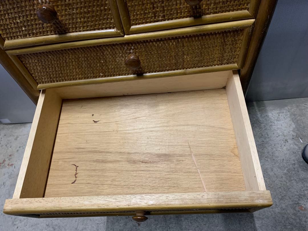 ラタン 6段 チェスト 籐 昭和 レトロ アジアン アンティーク リゾート