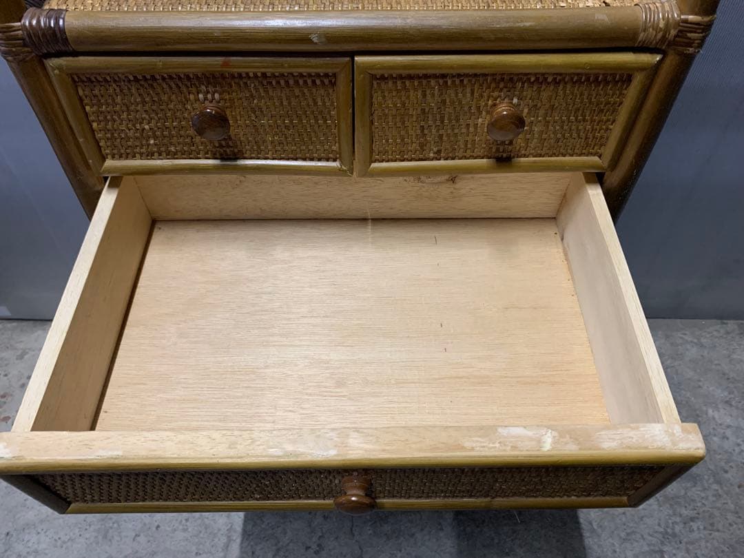 ラタン 6段 チェスト 籐 昭和 レトロ アジアン アンティーク リゾート