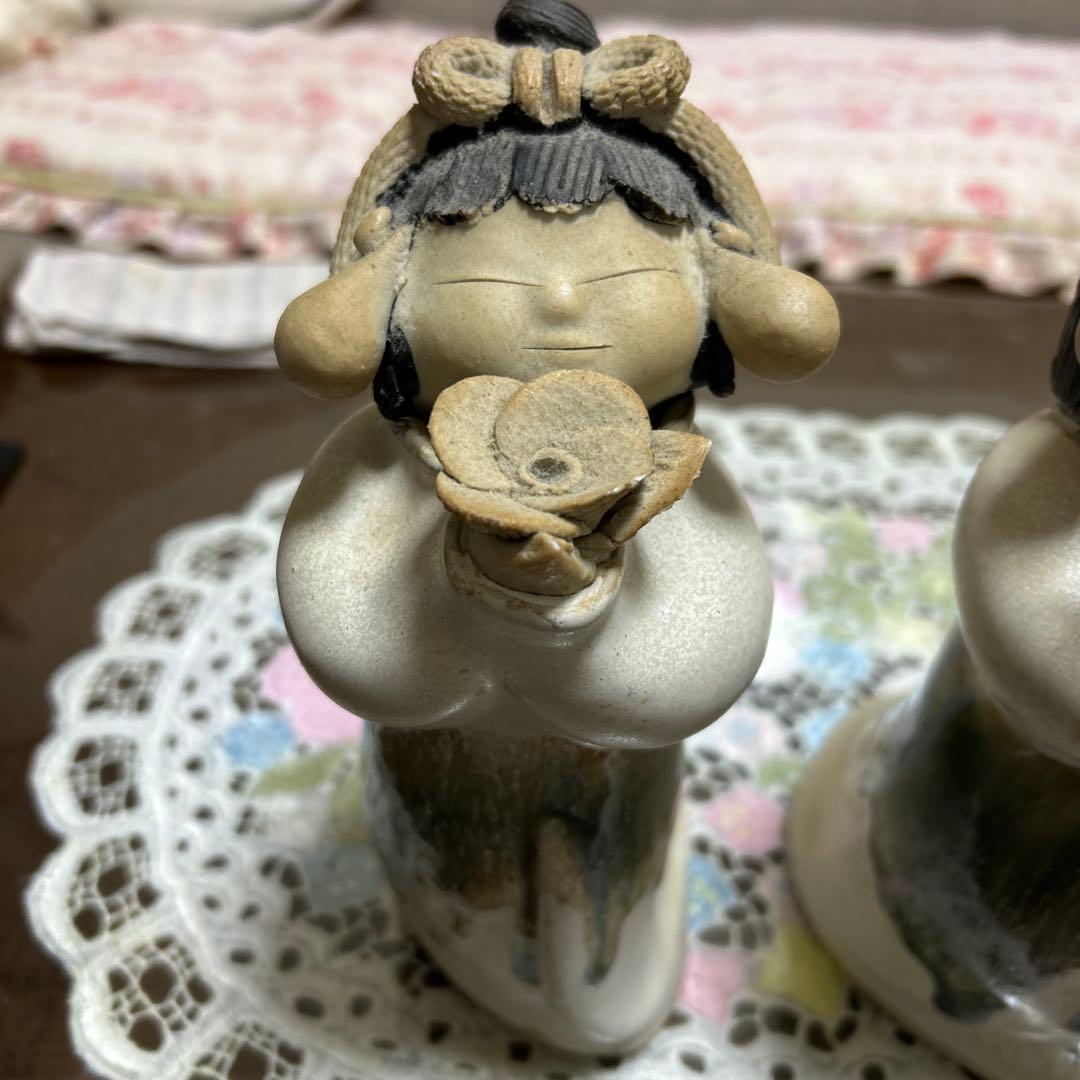砥部焼　森元青芳「念ずれば花開く」3体セット