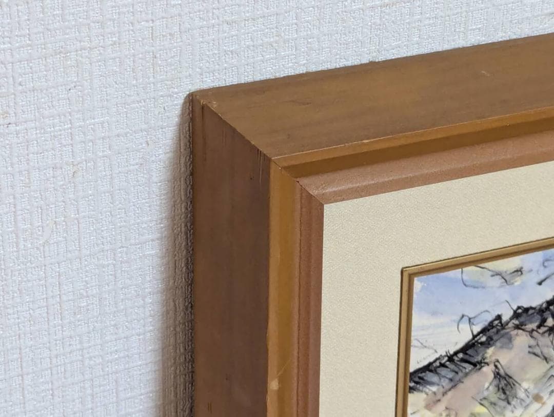 真作】絵画　我妻英策　水彩（色紙）　女峰赤薙山を望む　Z112