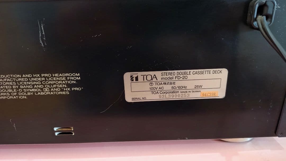 TOA FD-20 ダブルカセットデッキ 録音が出来ました。