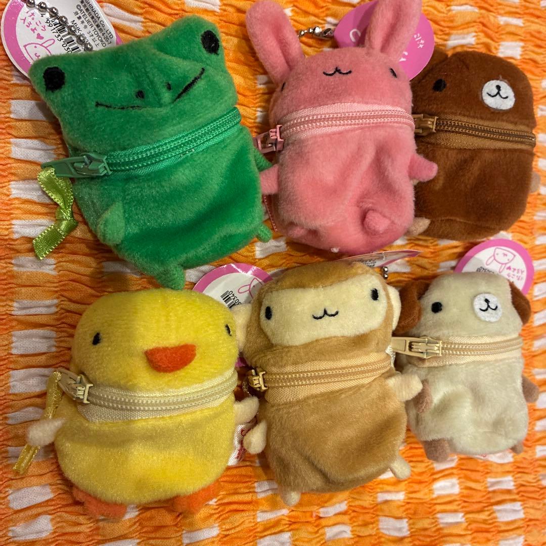 シナダ　平成レトロ　アニマルぬいぐるみケース　6つ　キーチェーン