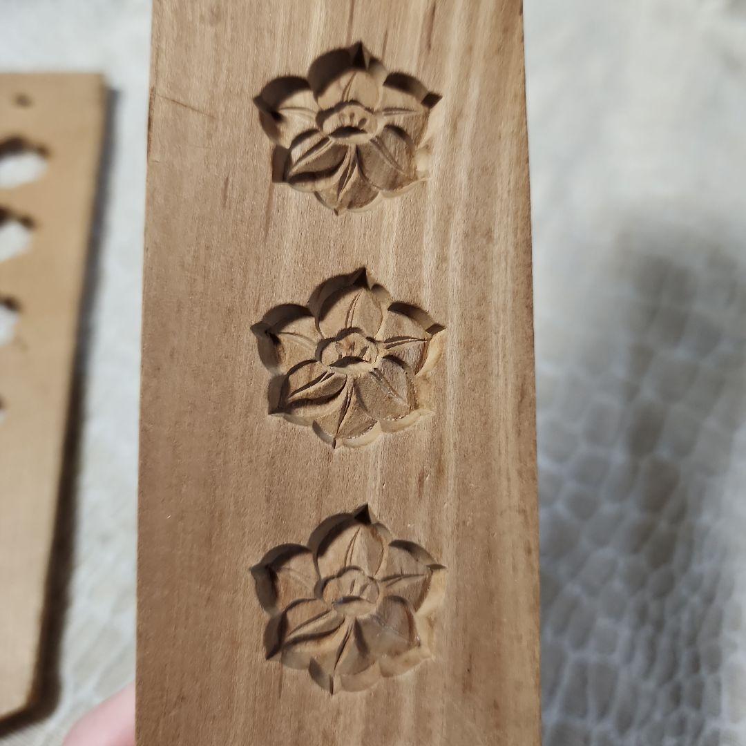 水仙　菓子木型　古い 木型 菓子型 和菓子 木製 古道具 古物