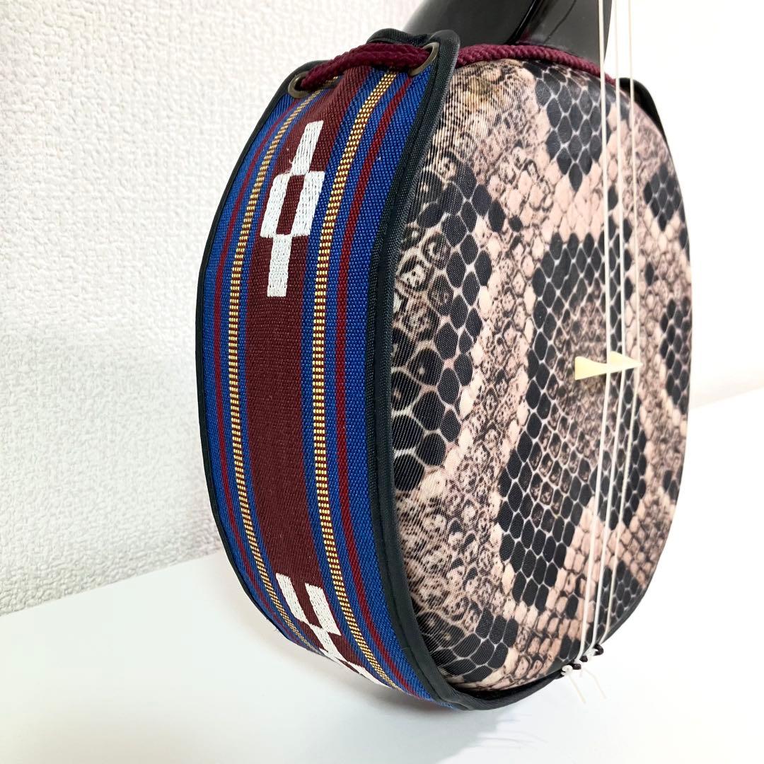 沖縄三線 蛇 三味線 蛇柄 人工皮 人工皮革 伝統楽器 蛇皮 三線 沖縄