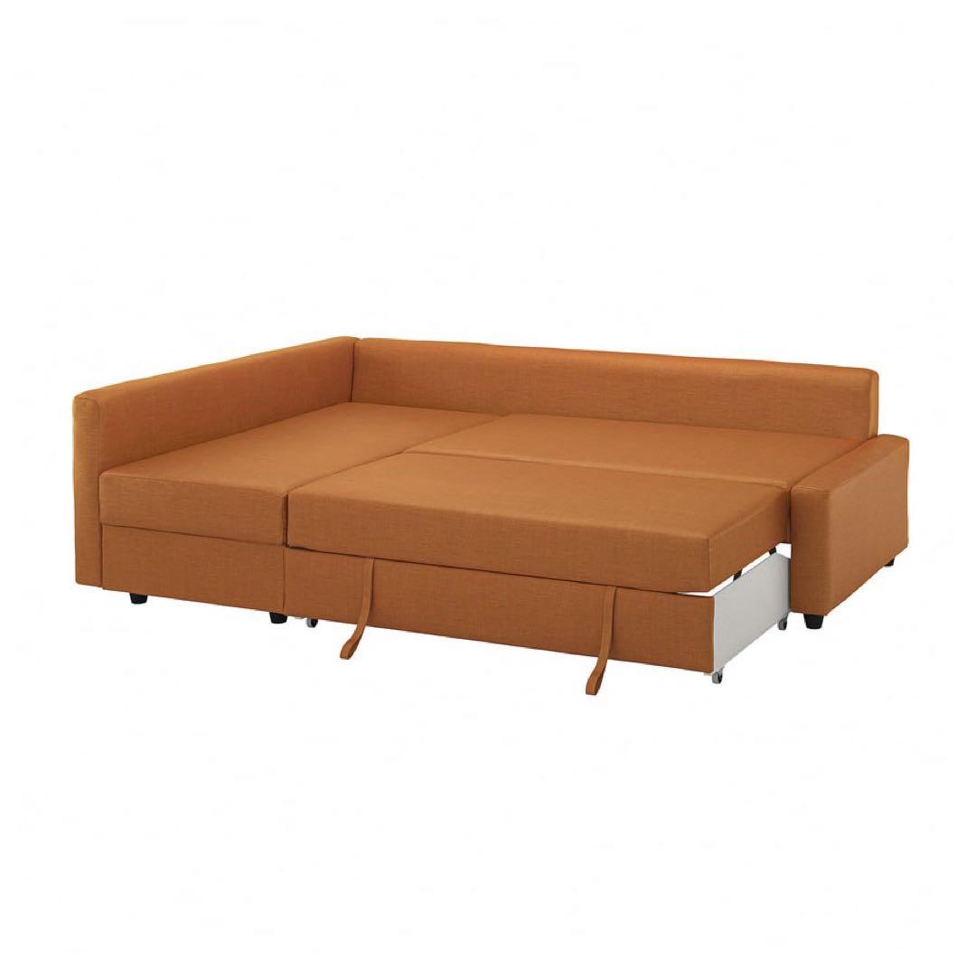 【美品】IKEAフリーヘーテン FRIHETENオレンジソファ