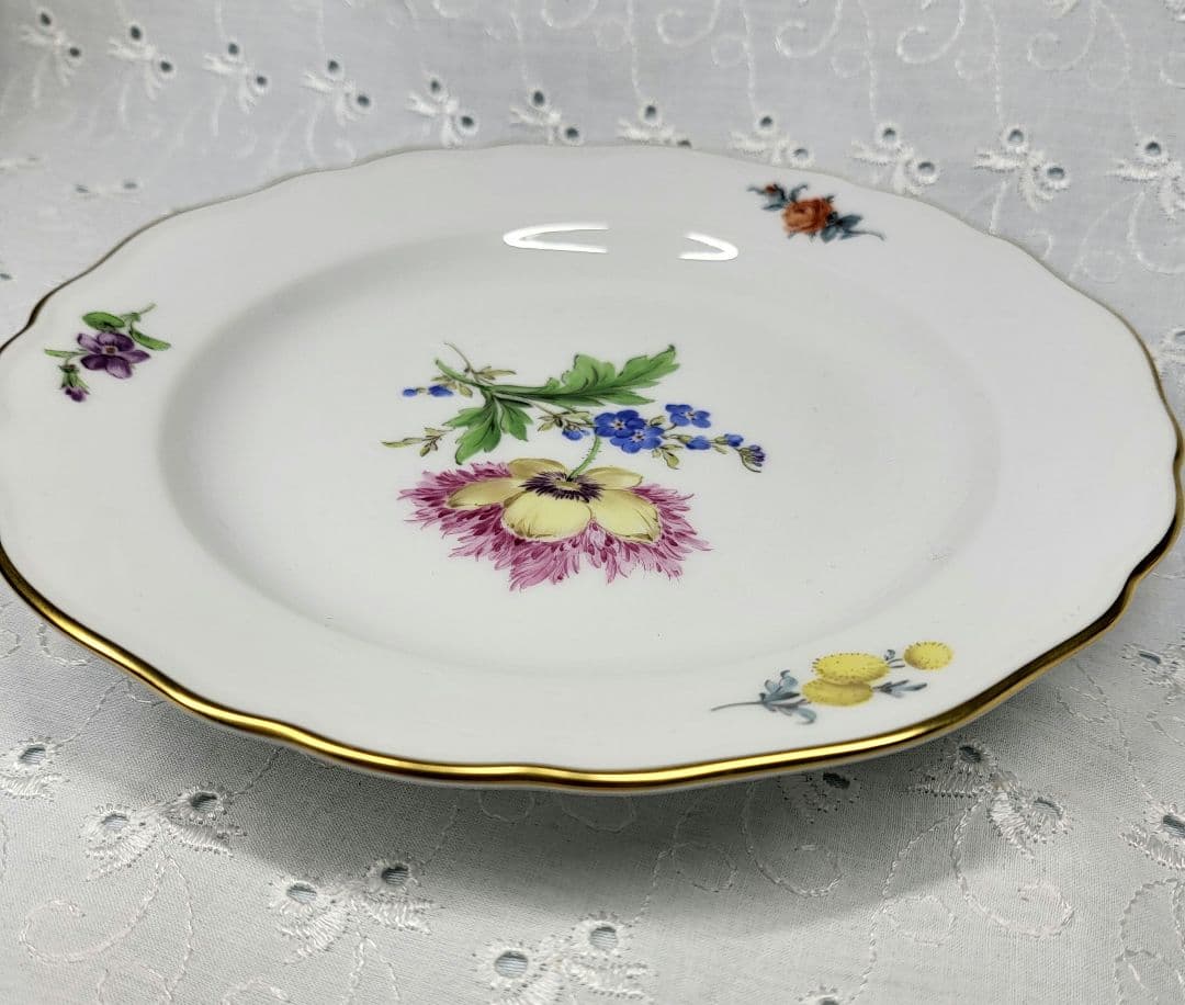 未使用近❤マイセン ベーシックフラワー 2つの花 プレート皿 ケーキ デザート