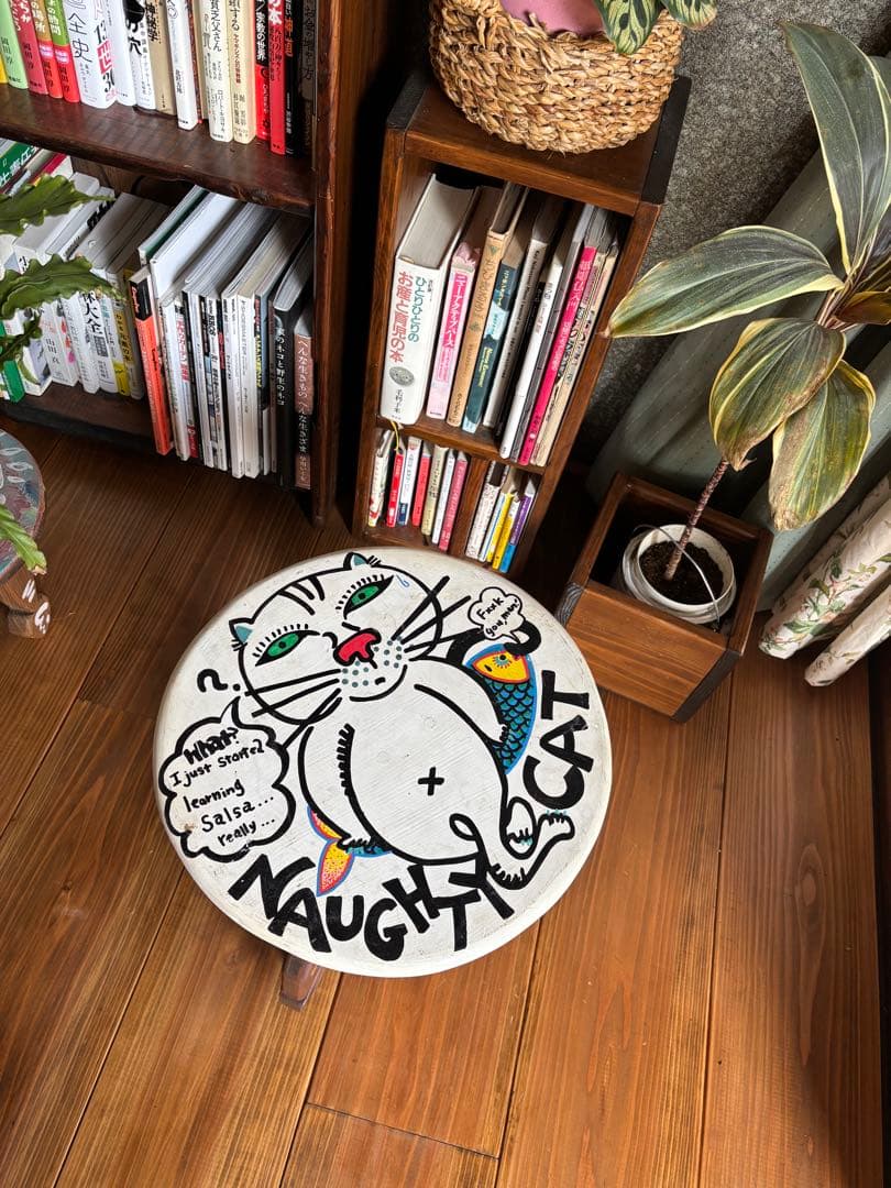 アートスツール 猫デザイン 木製