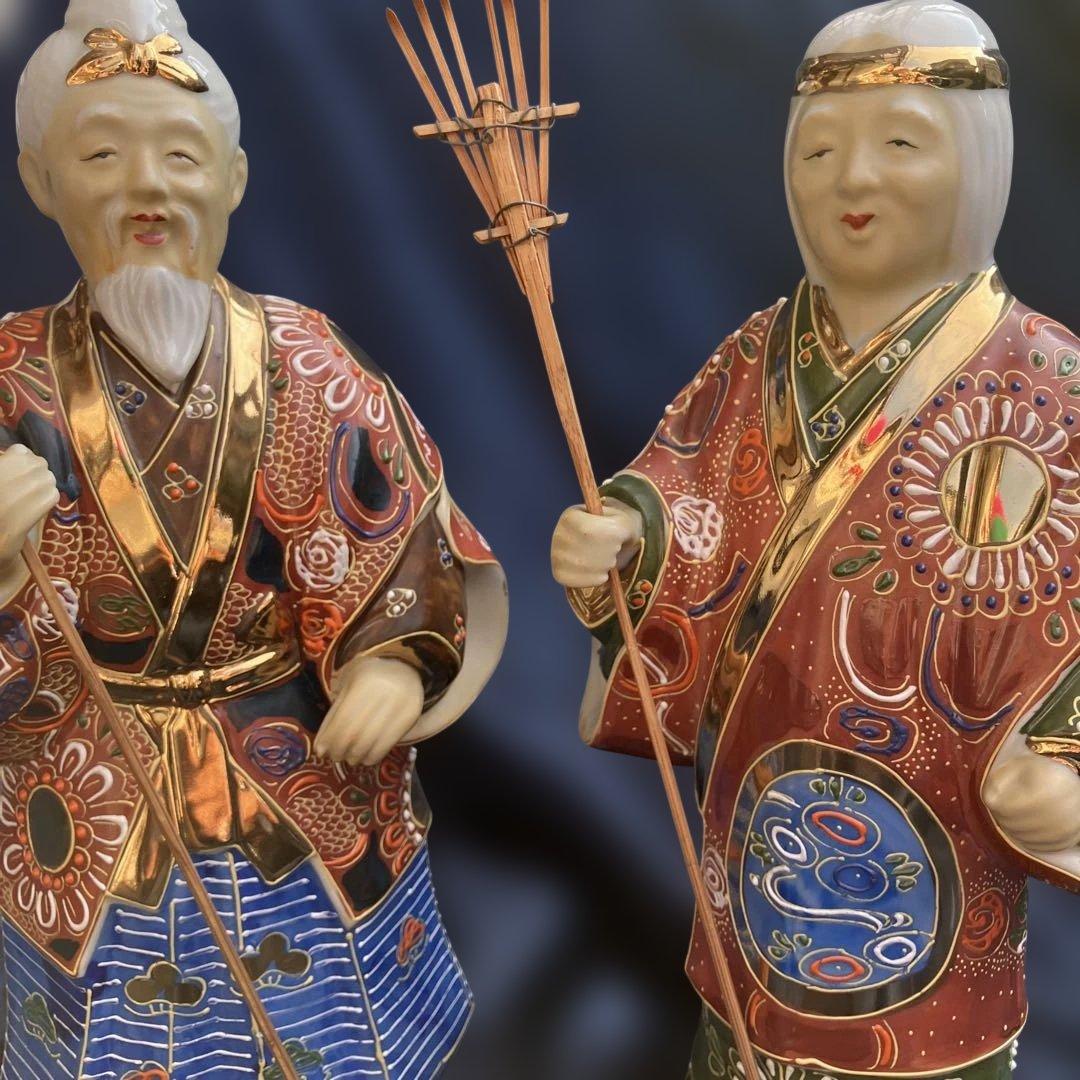 (512)伝統的な日本の陶器置物 男女像