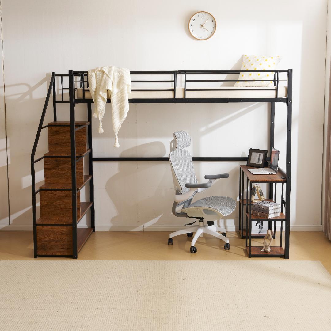 システムベット（S） コンセント付き 収納付き デスク付き 棚付き 北欧風