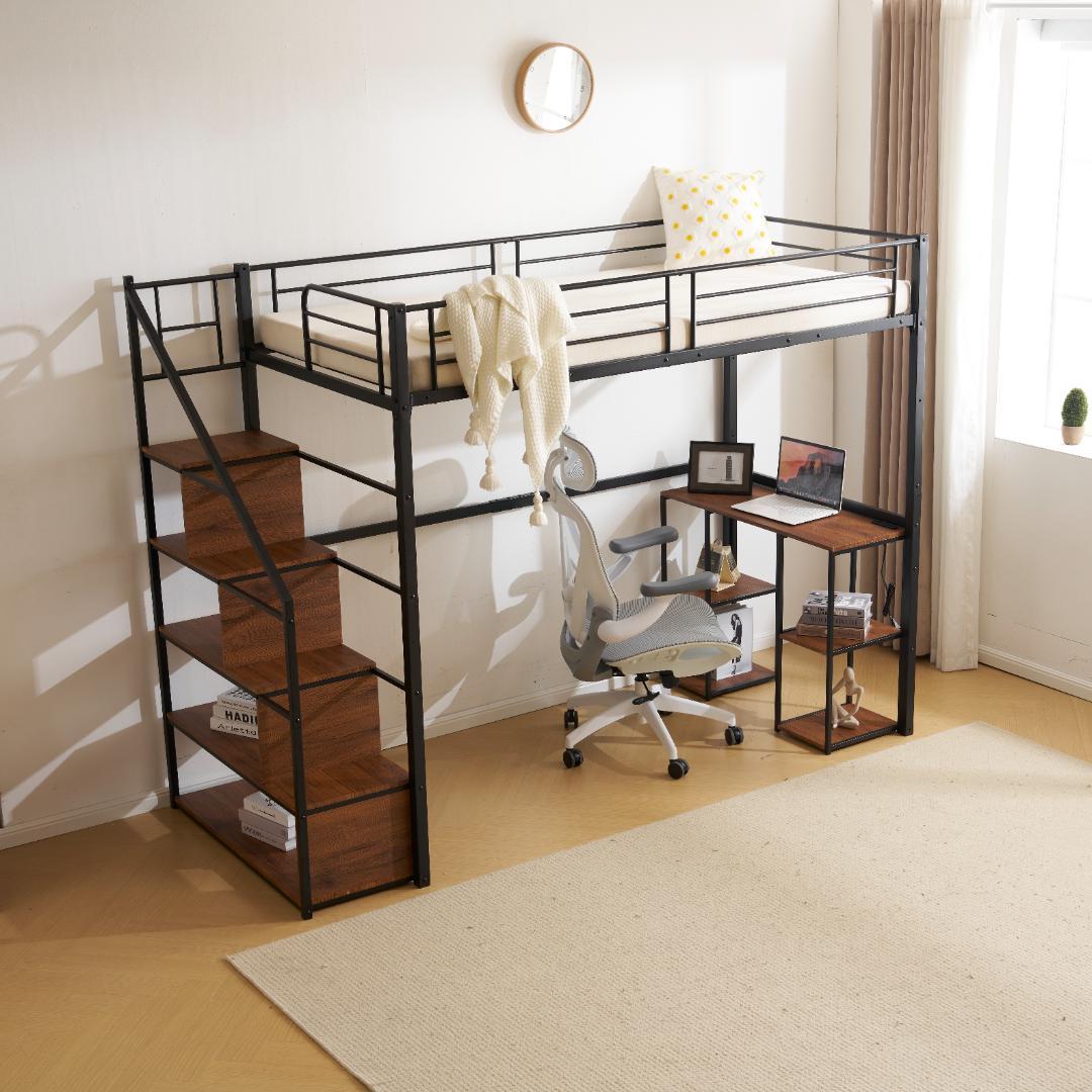 システムベット（S） コンセント付き 収納付き デスク付き 棚付き 北欧風