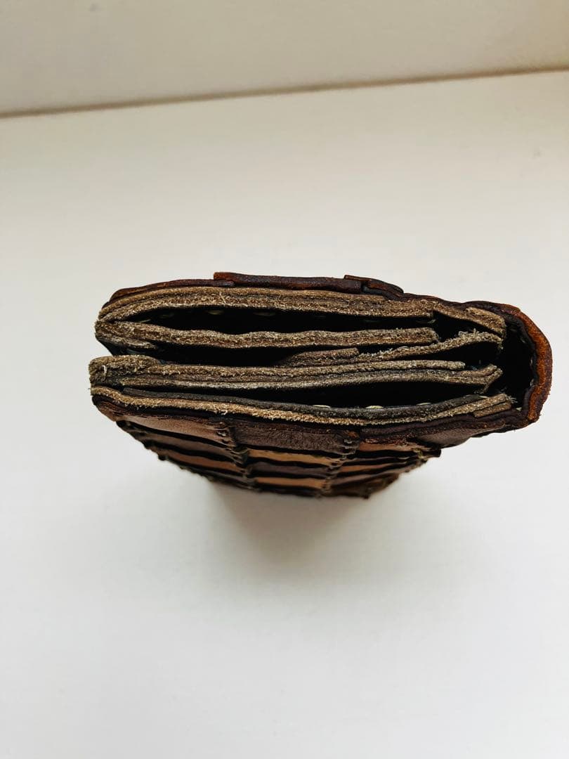 モロッコ　レザー チェック柄 長財布