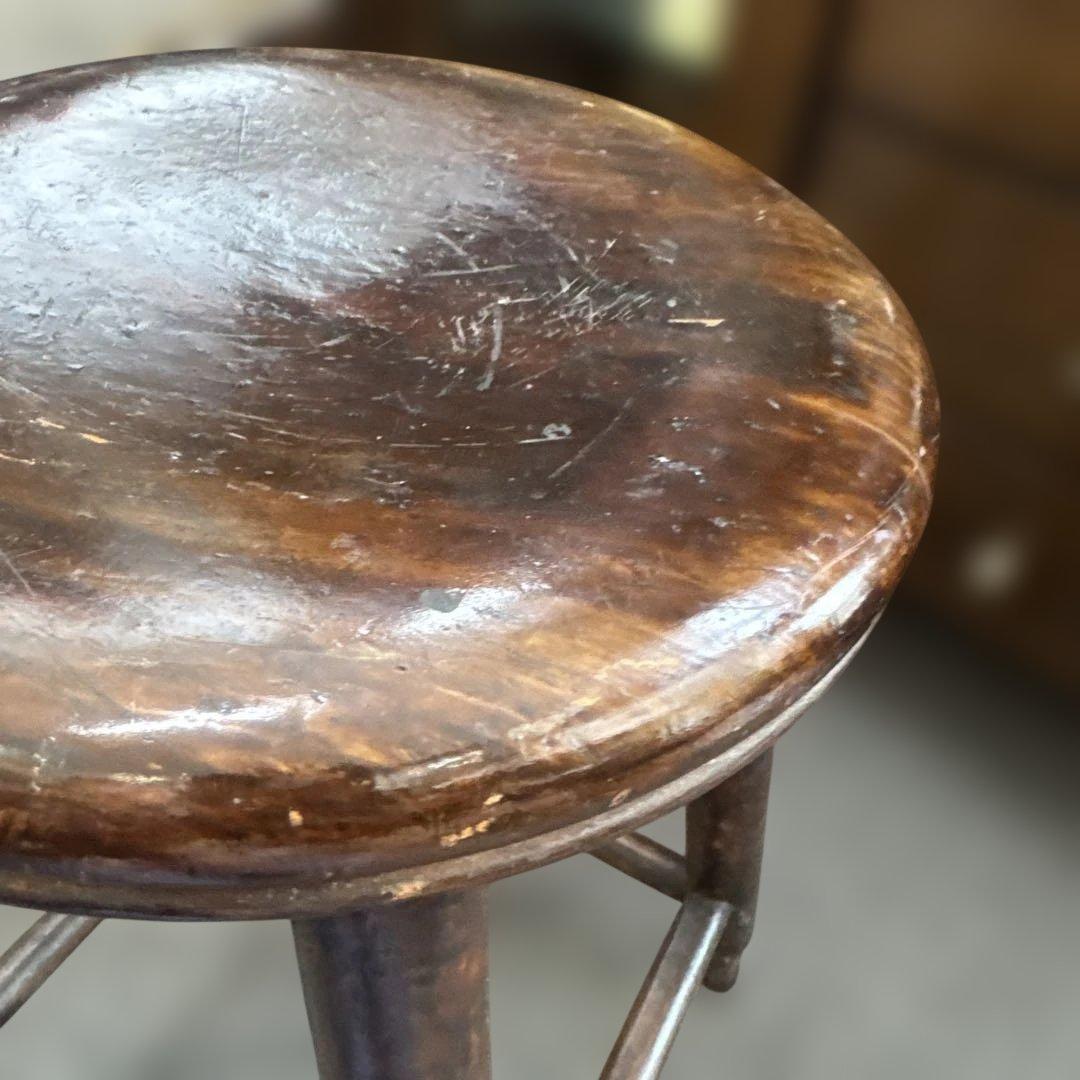 アンティーク　レトロ　木製スツール ブラウン