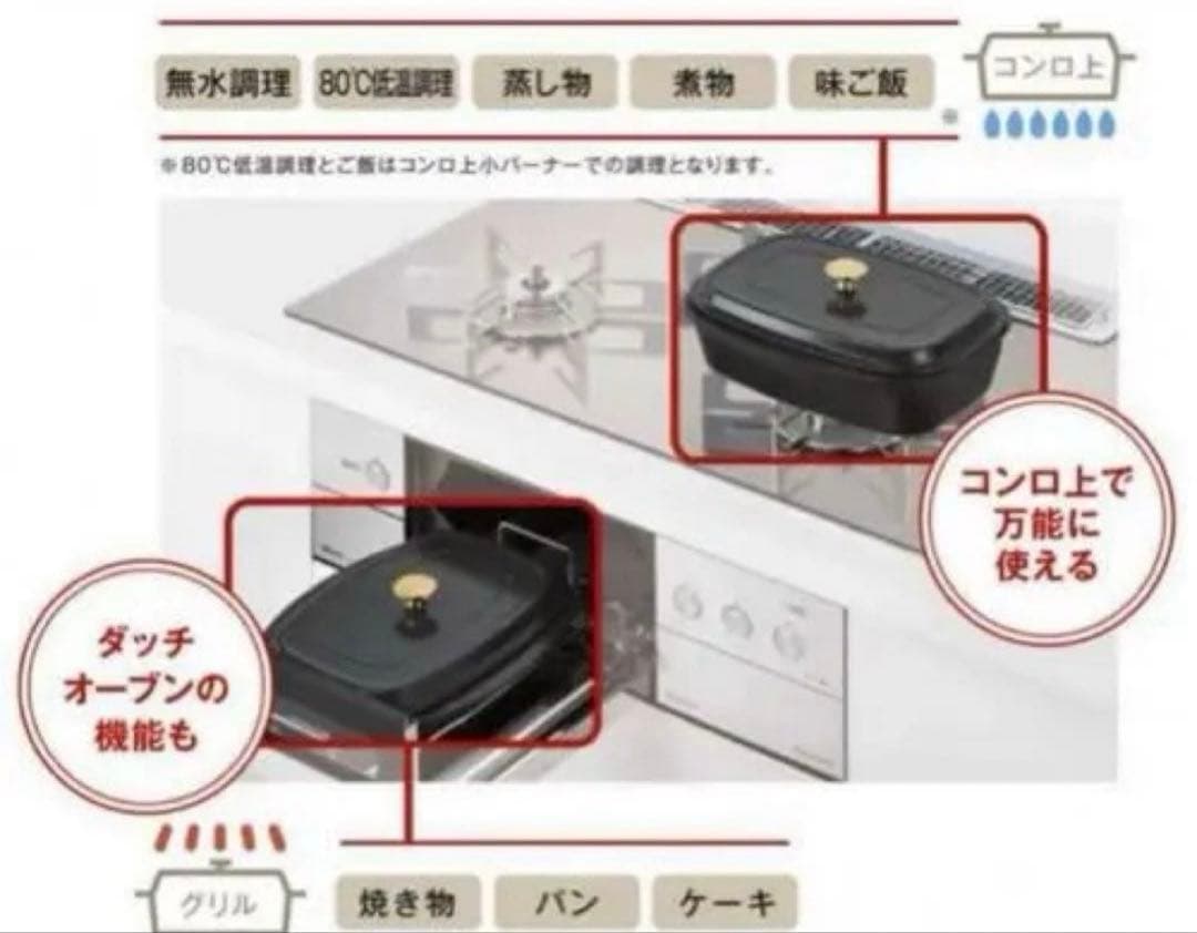 【新品】【未使用】ザ・ココット 無水調理鍋 DELICIA リンナイ グリル調理