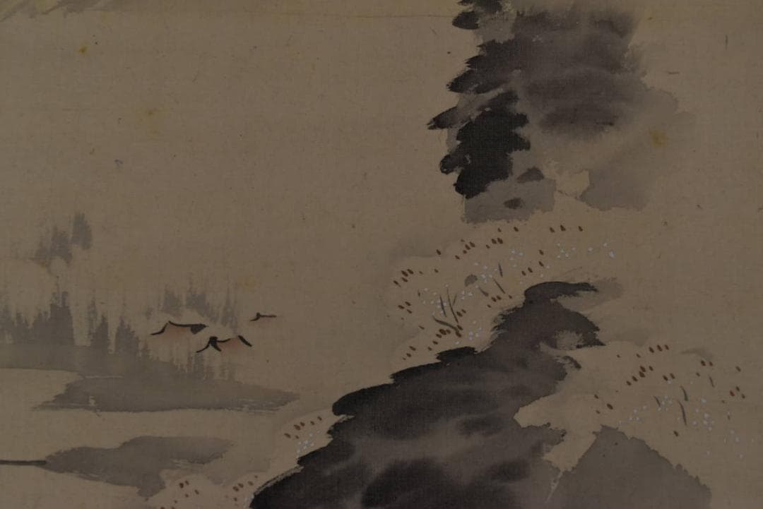 【真作】日比野白圭/嵐山春色図/掛軸/名家伝来/Z-875