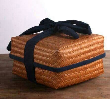 8民芸職人手作り 古風 自然竹の編み上げ 茶籠 茶道具収納 便攜  竹編細工1