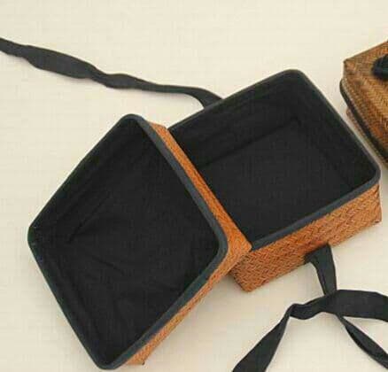 8民芸職人手作り 古風 自然竹の編み上げ 茶籠 茶道具収納 便攜  竹編細工1