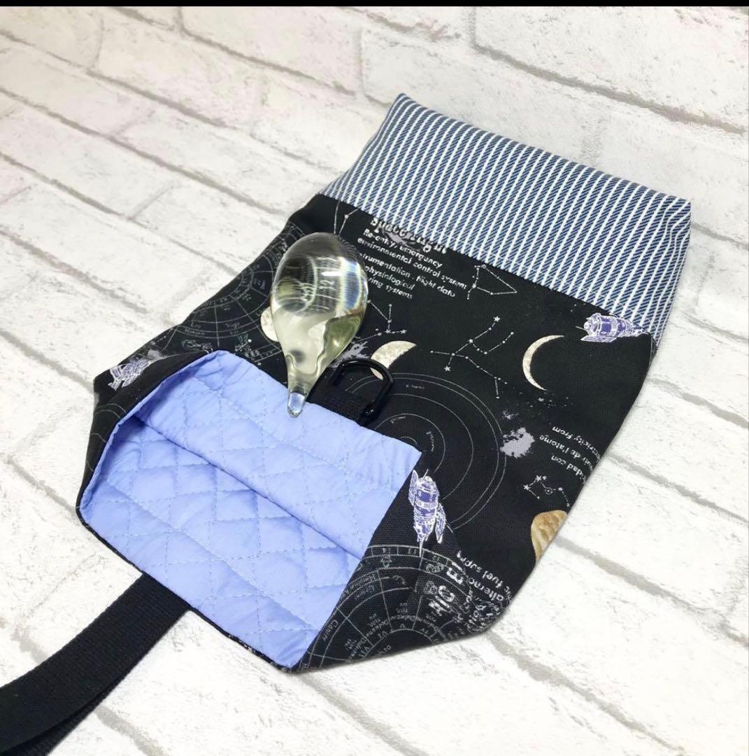 宇宙(ブラック)×ストライプ　入園入学グッズ5点セット/ハンドメイド