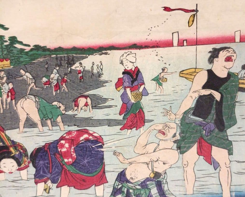 浮世絵版画、東京三十六戯撰（州﨑汐干)昇斎一景画、明治5年出版