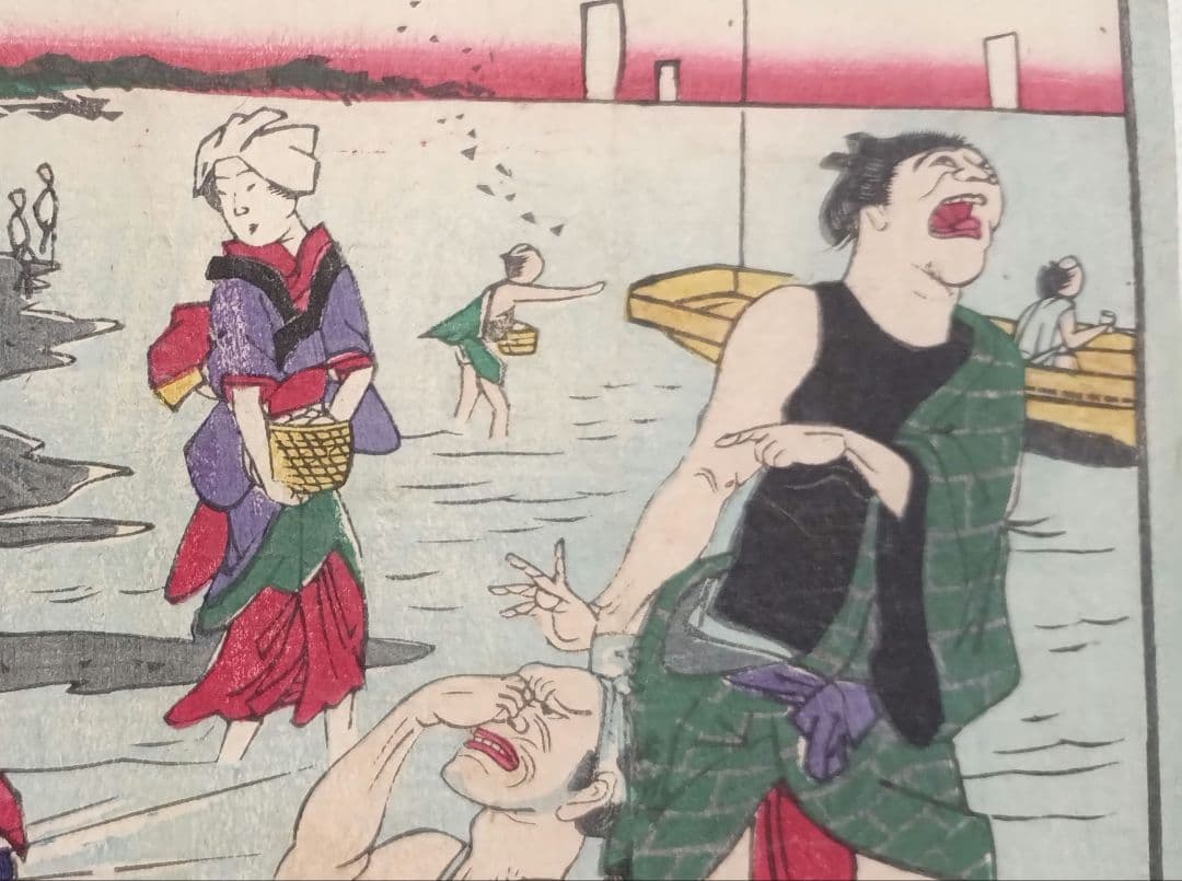 浮世絵版画、東京三十六戯撰（州﨑汐干)昇斎一景画、明治5年出版