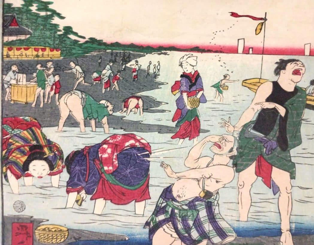 浮世絵版画、東京三十六戯撰（州﨑汐干)昇斎一景画、明治5年出版