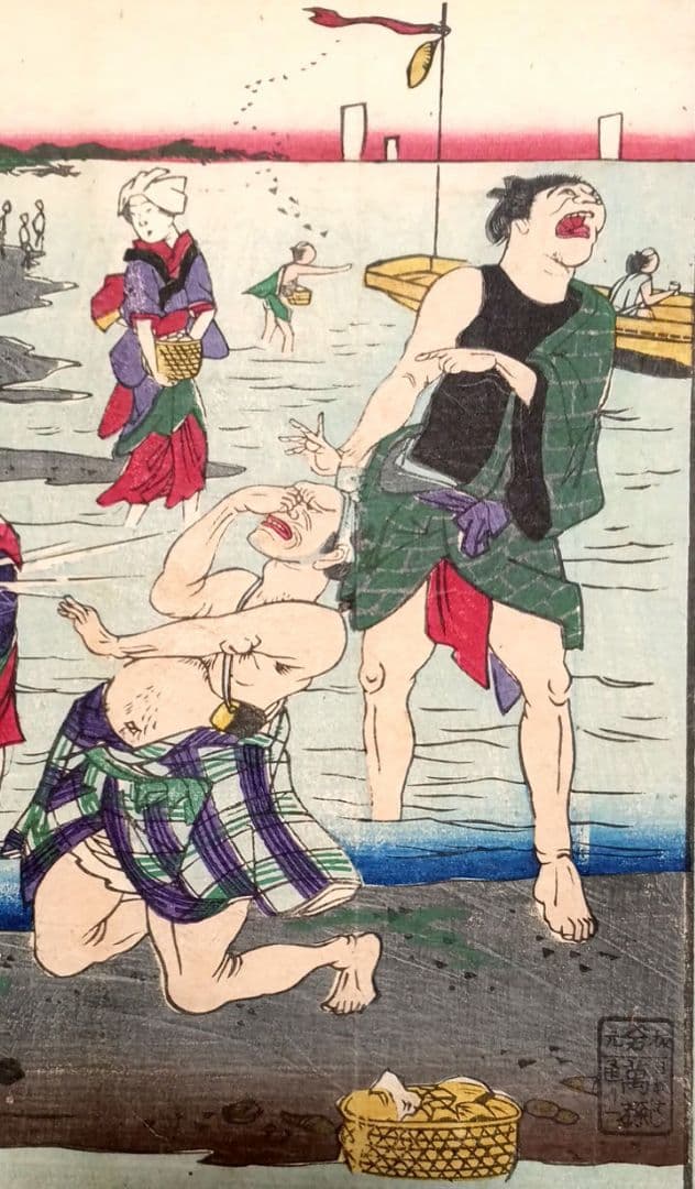 浮世絵版画、東京三十六戯撰（州﨑汐干)昇斎一景画、明治5年出版