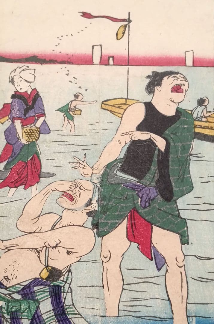 浮世絵版画、東京三十六戯撰（州﨑汐干)昇斎一景画、明治5年出版