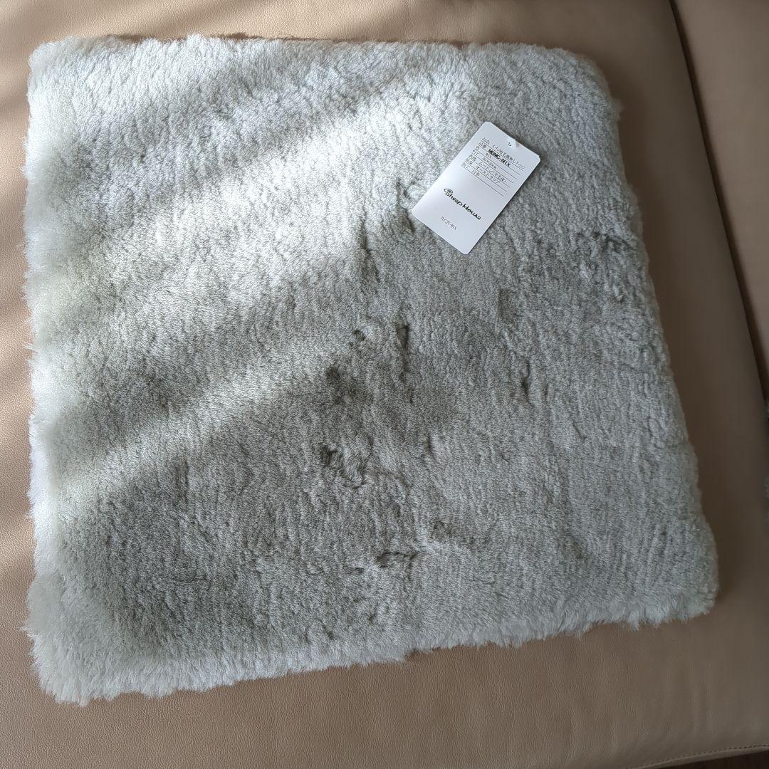 最終価格　3枚セット　日本ムートン　ムートン短毛裏なしクッション　グレー