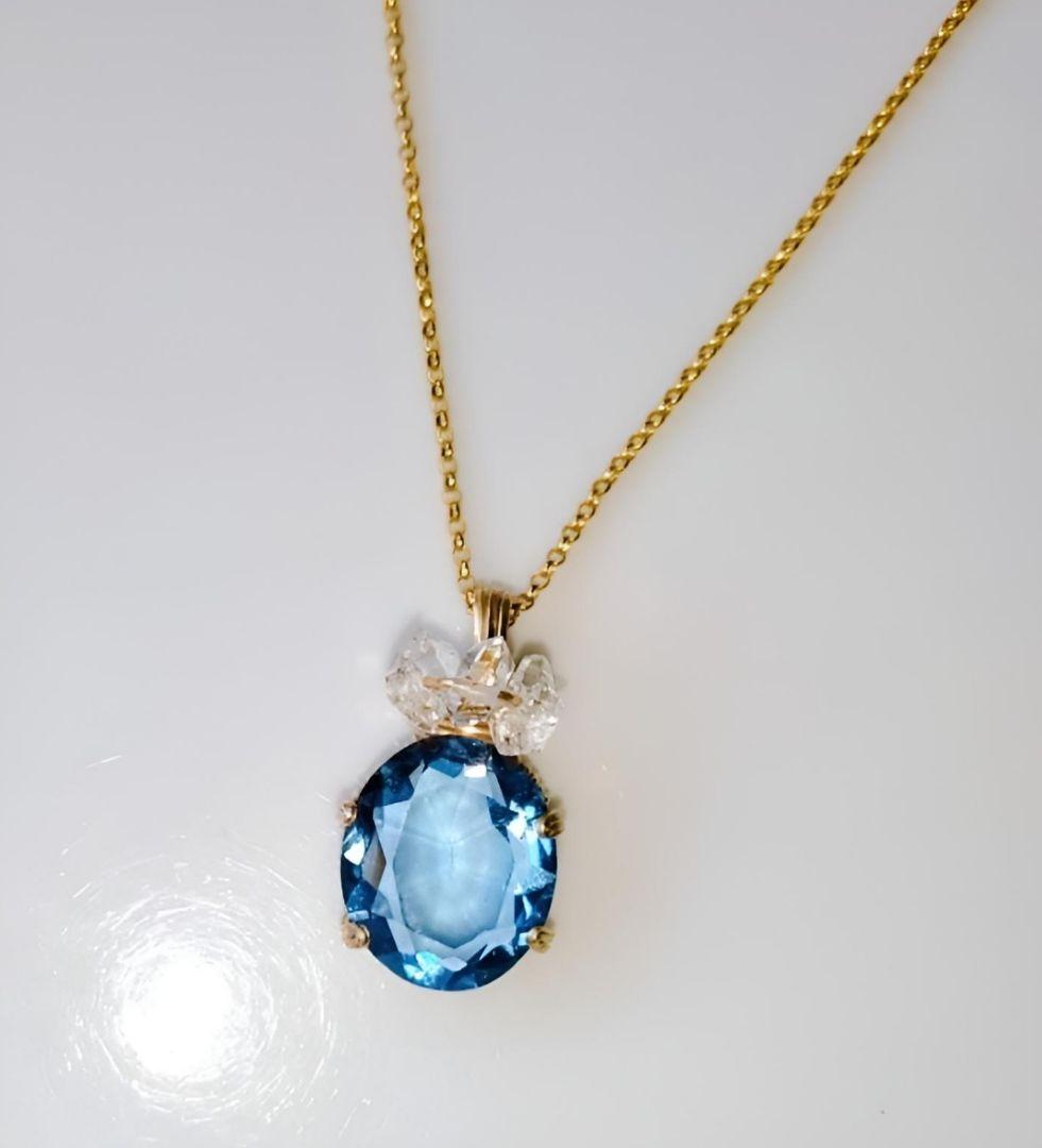 Kgf14 宝石ルース スイスブルートパーズ ファセット 爪留め ペンダント