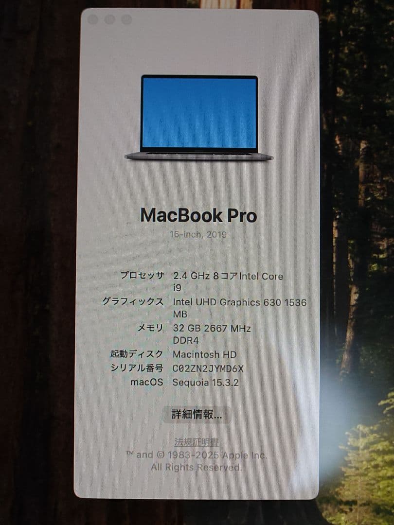 MacBook Pro 16インチ 2019 Core i9 32GB 2TB