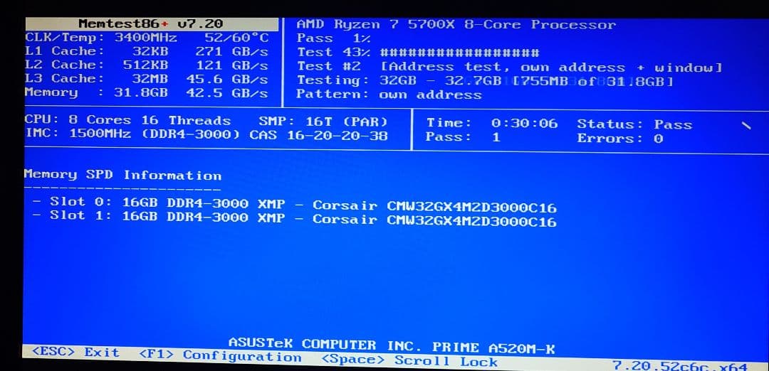 Corsair RGB DDR4 16×2 32GB 3000MHz　動作確認済