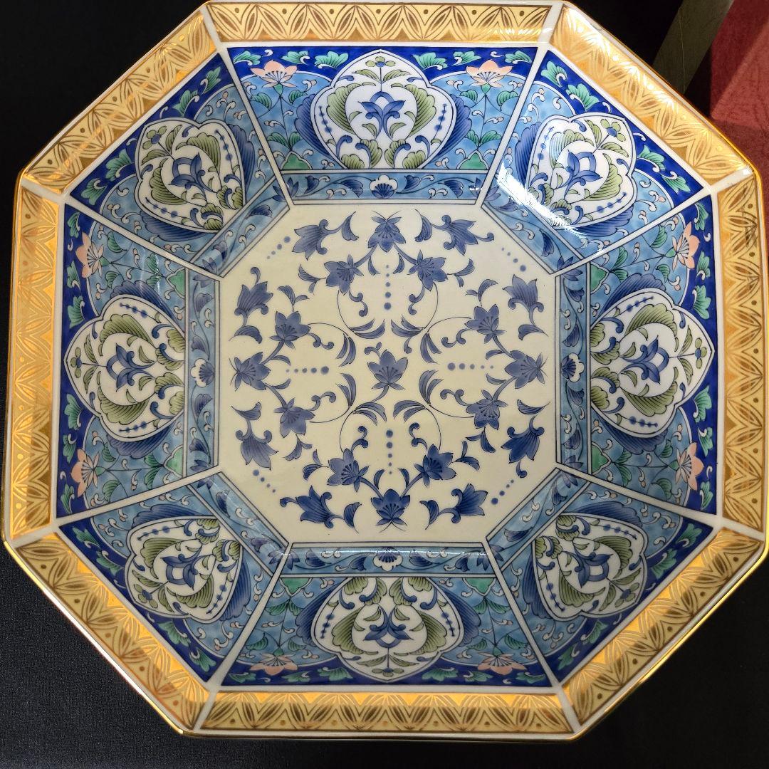 三洋陶器　龍峰窯　金彩七宝菓子鉢　八角鉢　八角皿　大皿　大鉢　金彩古伊万里　色絵