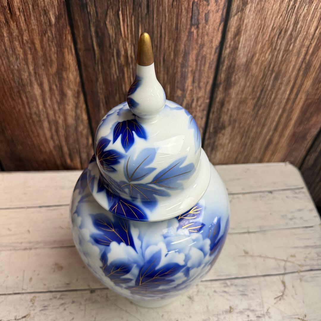 深川製磁 牡丹 11号 花生 花瓶 美深川 有田焼 冠付花瓶 フカガワブルー