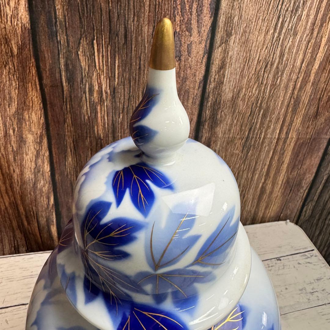 深川製磁 牡丹 11号 花生 花瓶 美深川 有田焼 冠付花瓶 フカガワブルー