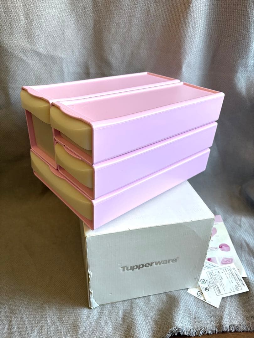 Tupperwareタッパーウェア　 システムドロワー　4個セット　ピンク